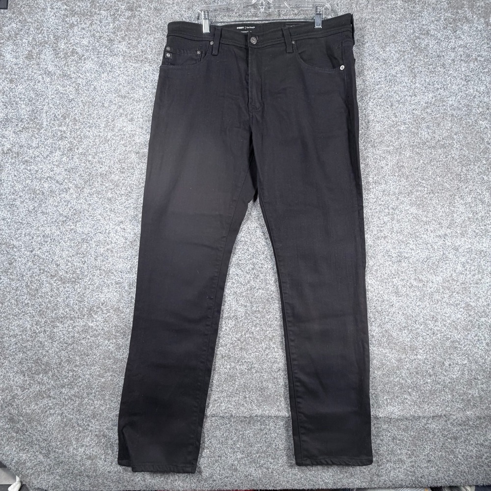 AG Adriano Goldschmed Everett Slim Straight Pants Men 36x32 Black Cotton Stretch